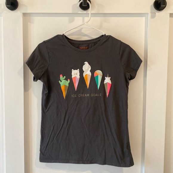 CAT & JACK girls gray ice cream t-shirt - Picture 1 of 4